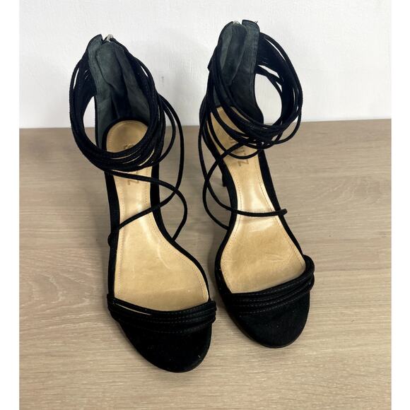 Schutz Women's Violita Starppy Suede Sandal Black 8 - Picture 2 of 6